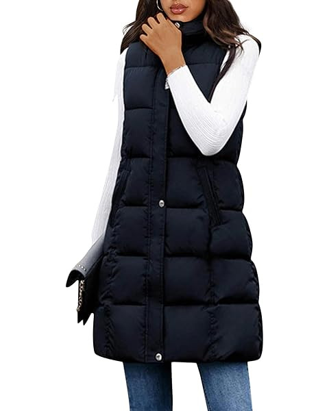 Tanming Women's Long Puffer Vest Casual Sleeveless Puffy Jacket with Removable Hood | Amazon (US)