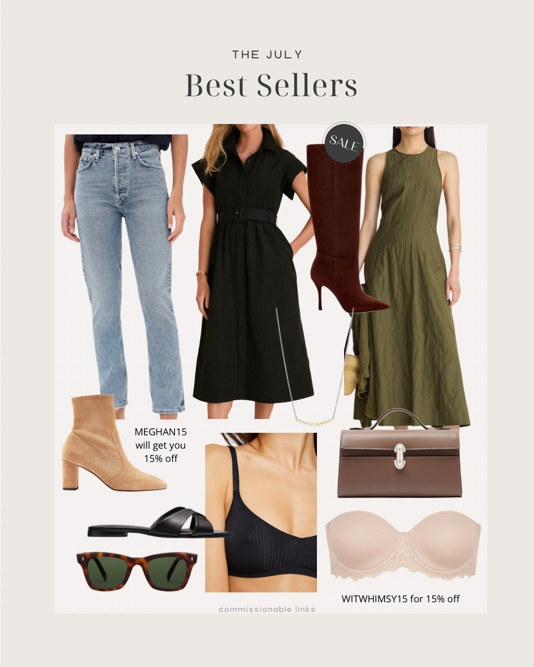 July’s Bestsellers
Midi dresses
Polished clutch
Fall boots (including a pair on sale!)
Sunglasses
Summer slides

#LTKSeasonal #LTKWorkwear #LTKTravel