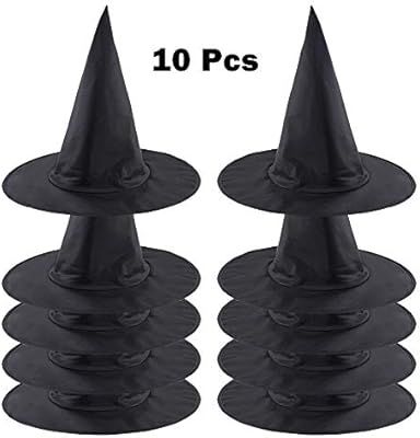 Amazon.com: QBSM 10 PCS Women Black Witch Hat Kids Wizard Hats Halloween Costume Party Decoration... | Amazon (US)