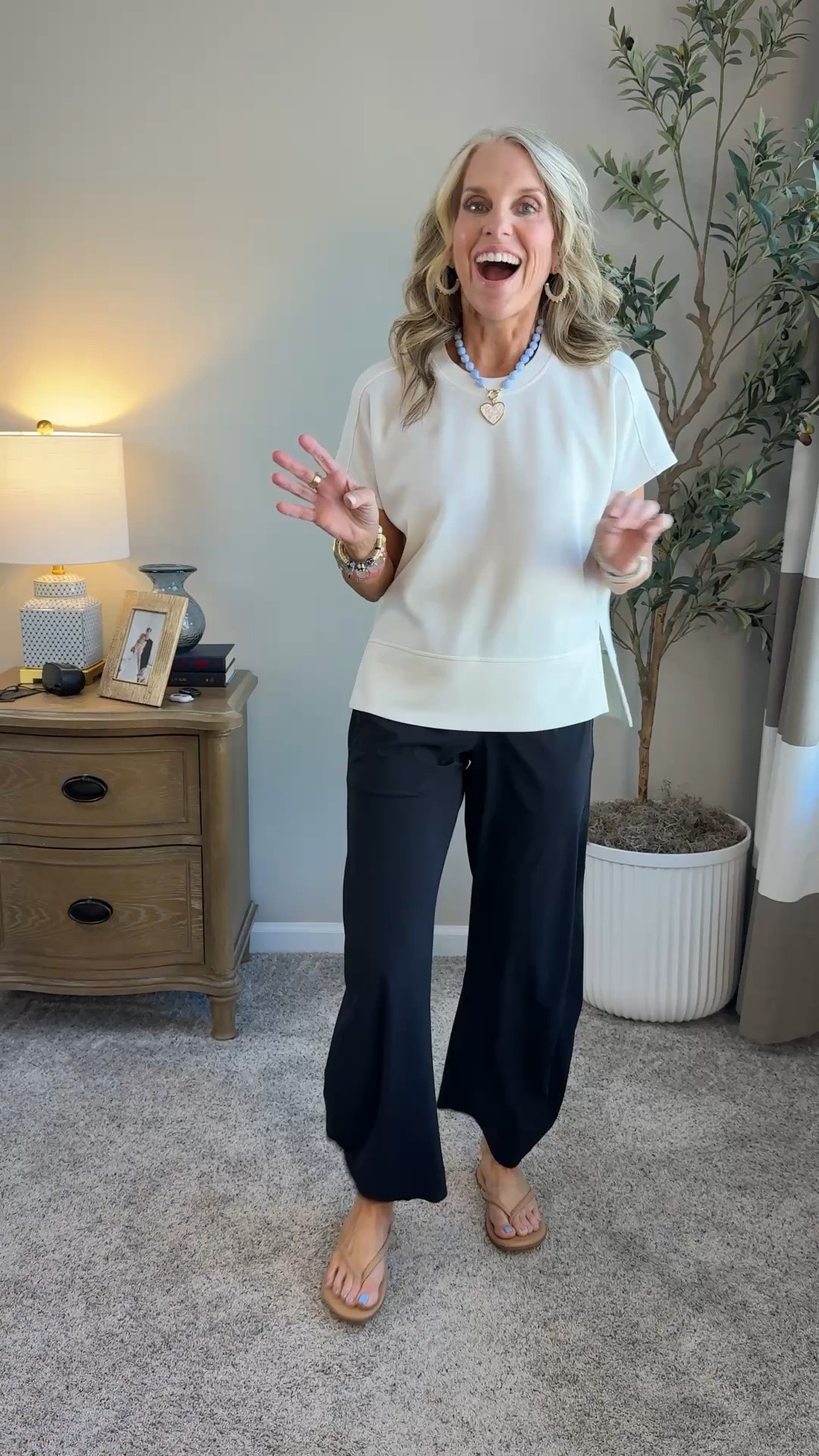 Wearong small
Too and 4 pants. Use LISAXSPANX  for 15% off your first Spanx purchase. Use COAST20 on Allie + Bess and COAST25 on Erin McDermott

#LTKootd #LTKOver40 #LTKgrwm