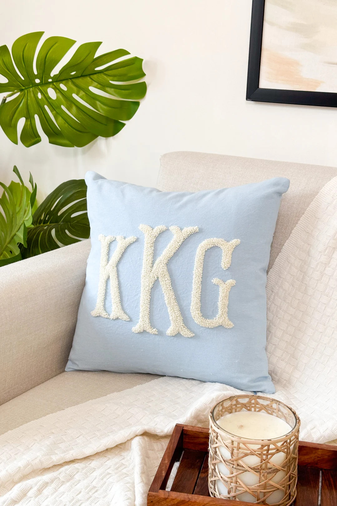 Custom Monogram Pillow Cover With Punch Needle Embroidery, Personalized Wedding Gift for Couple, ... | Etsy (US)