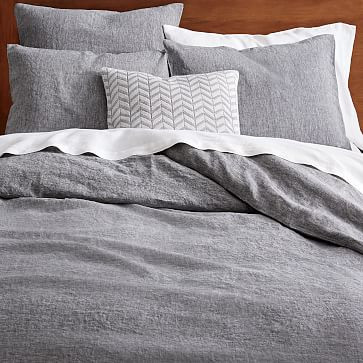 European Flax Linen Melange Duvet Cover & Shams – Slate | West Elm (US)