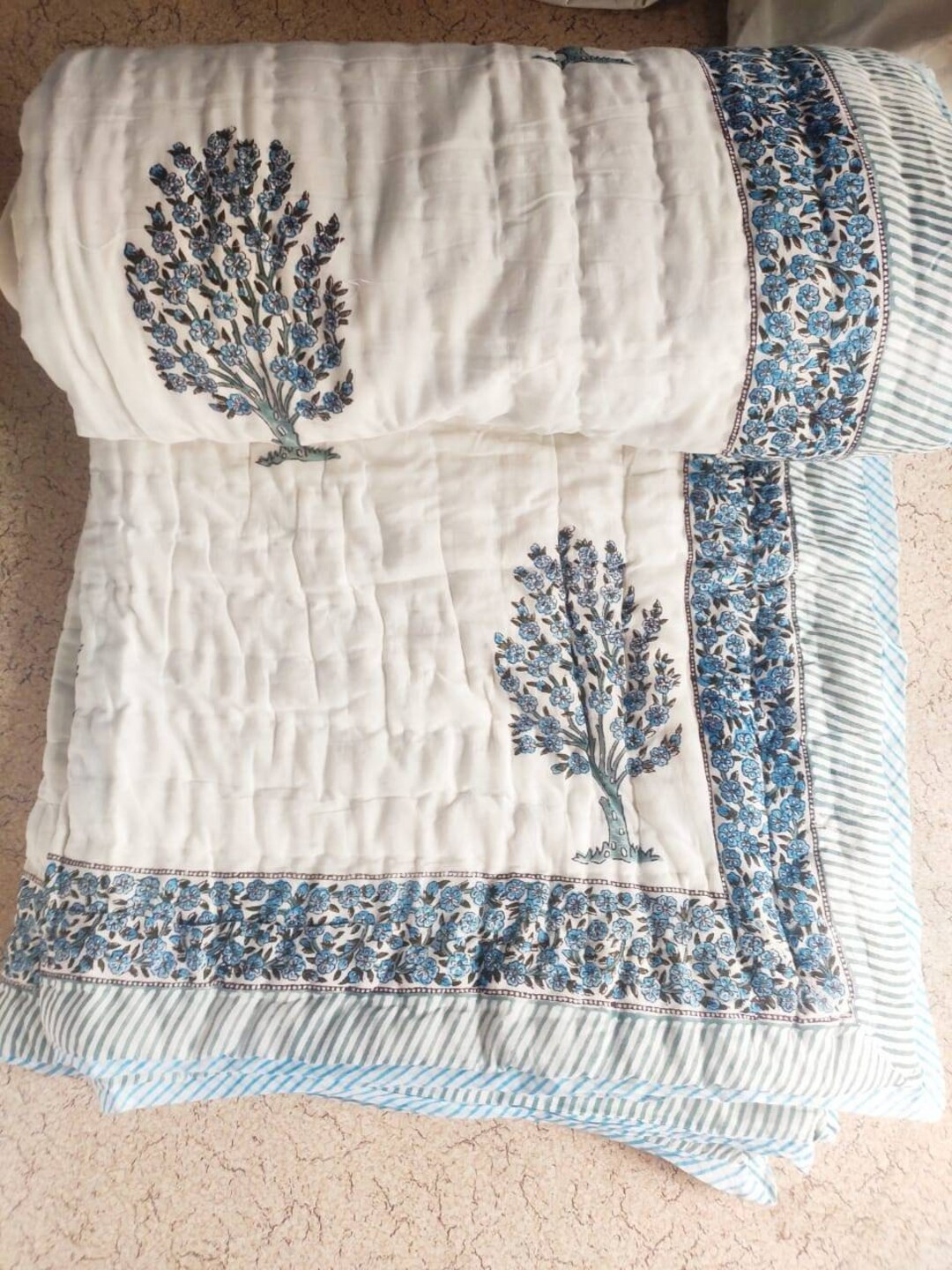 World Famous Hand Block Printed Reversible Floral Design Insert Filling Bat Cotton Made Razai,qui... | Etsy (US)