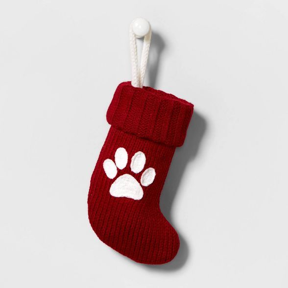 Mini Knit Monogram Christmas Stocking Paw Print - Wondershop™ | Target