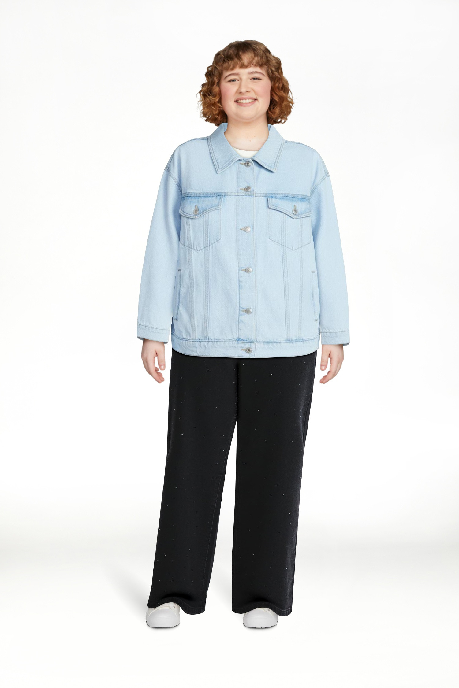 No Boundaries Oversized Cotton Denim Jacket, Women's XXS-XXL | Walmart (US)