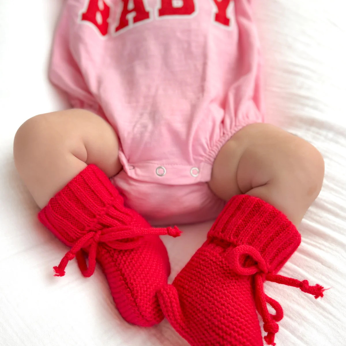 Knit Booties, Red | SpearmintLOVE