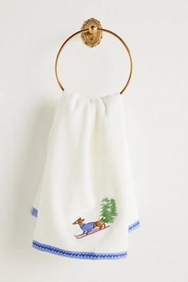 Holiday Critters Embroidered Hand Towel | Anthropologie (US)