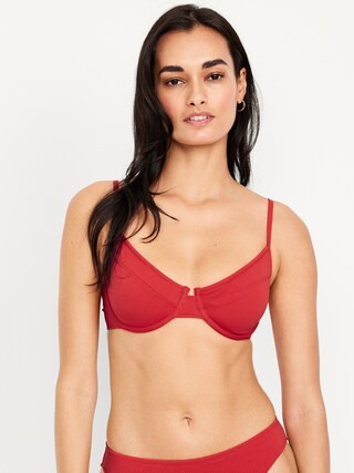 Textured Underwire Balconette Swim Top | Old Navy (US)