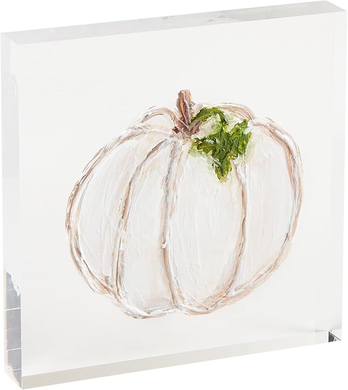 Mud Pie Acrylic Pumpkin Plaque, Cream, 5 1/4" x 5 1/4" | Amazon (US)