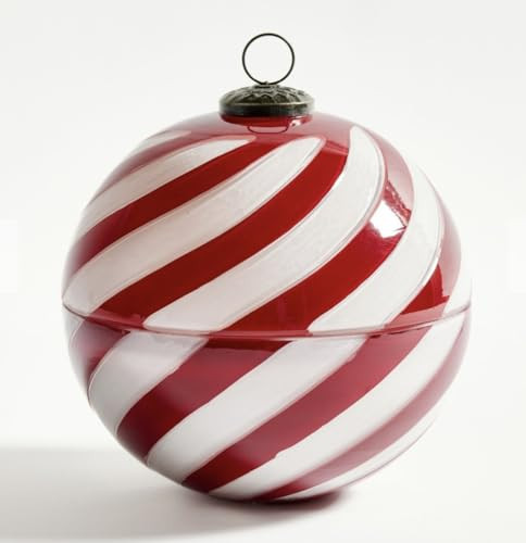 Candy Striped Glass Ornament Scented Candle, Red and White | Amazon (US)