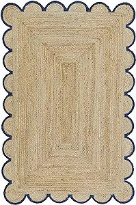 Weaving Village Scalloped Natural Jute Area Rug, Colored Trim | Amazon (US)