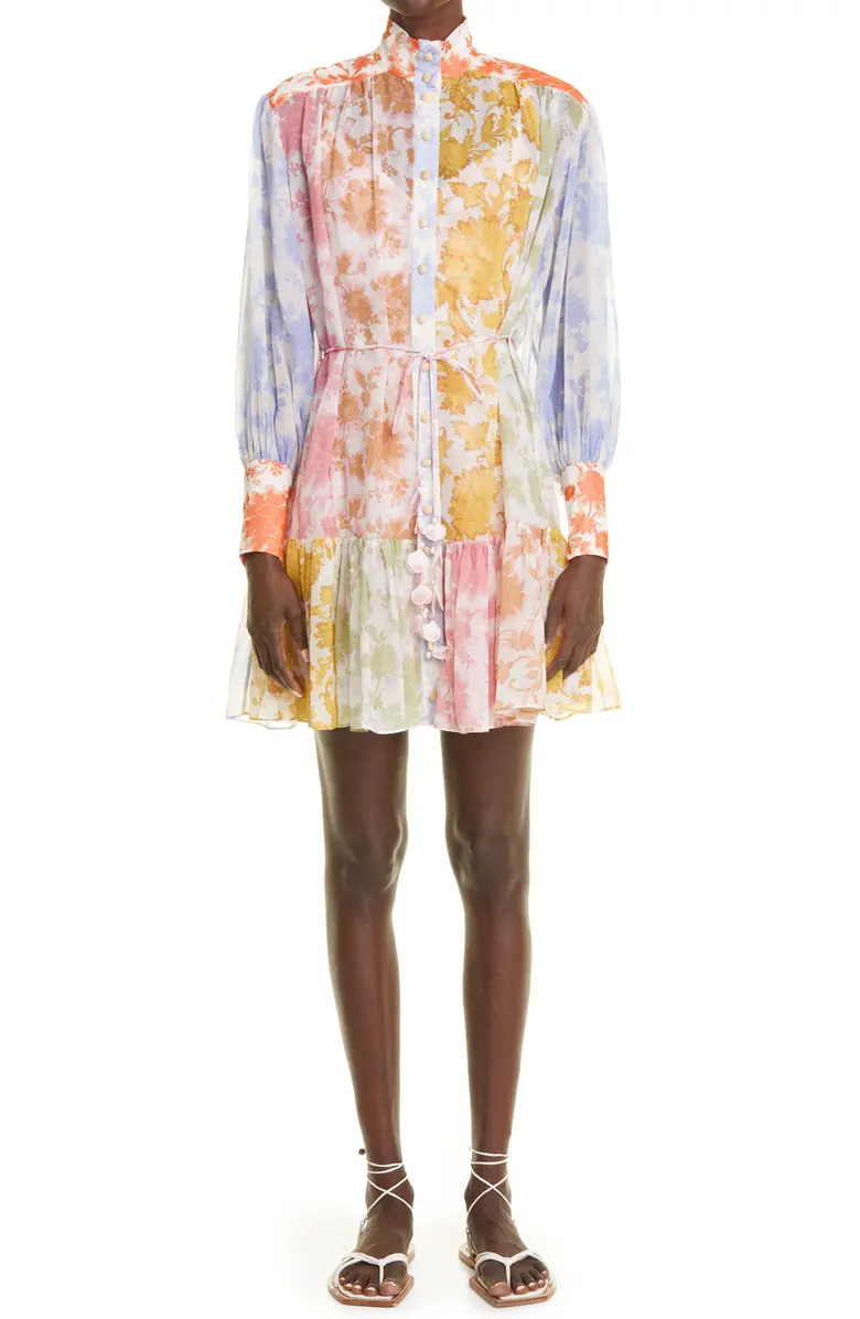 Zimmermann Postcard Lantern Long Sleeve Cotton & Silk Minidress | Nordstrom | Nordstrom