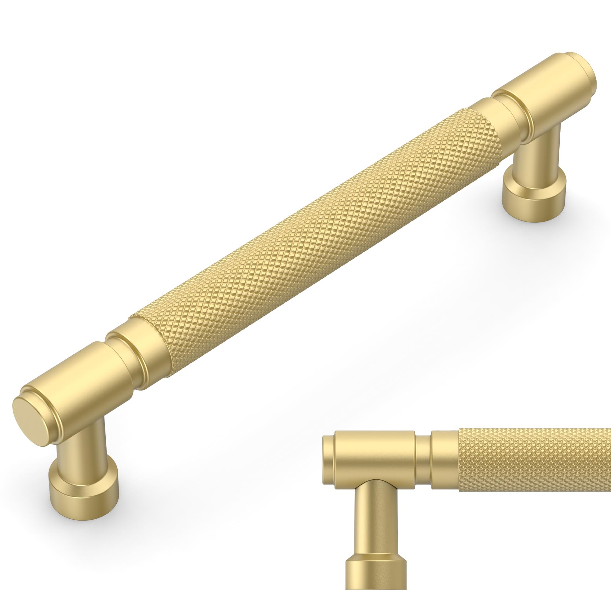 Amerdeco 10 Pack Brushed Gold knurled Cabinet Pulls 5 Inch(128mm) Hole Center Drawer Pulls Cabine... | Amazon (US)