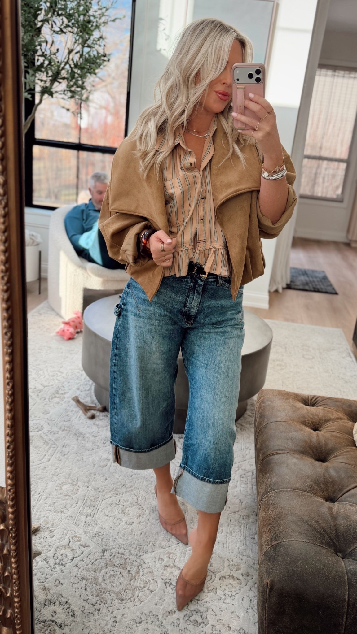 OOTD🤍
wearing small in top and I have a few colors including plain white and always get so many compliments! 
Jeans I sized up one but not sure I needed to! 

Spring outfits. Sandals. Spring break. Date night. Zara. Jacket. 

#LTKSeasonal #LTKootd #LTKgrwm