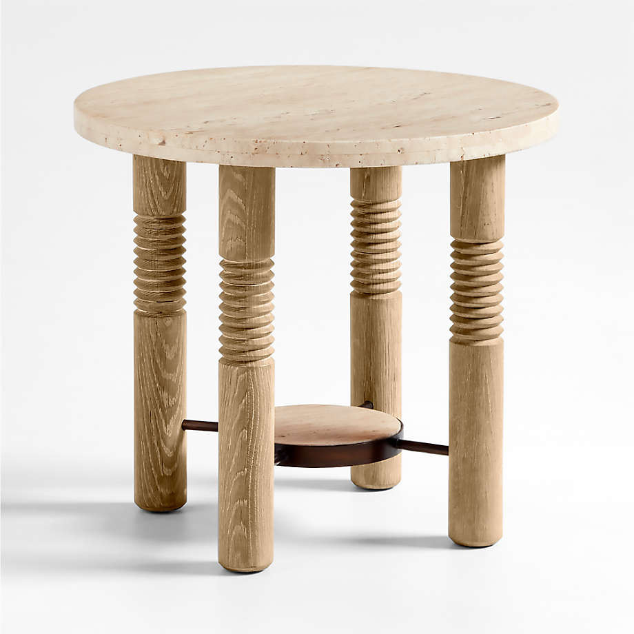 Revival Round Marble Side Table | Crate & Barrel