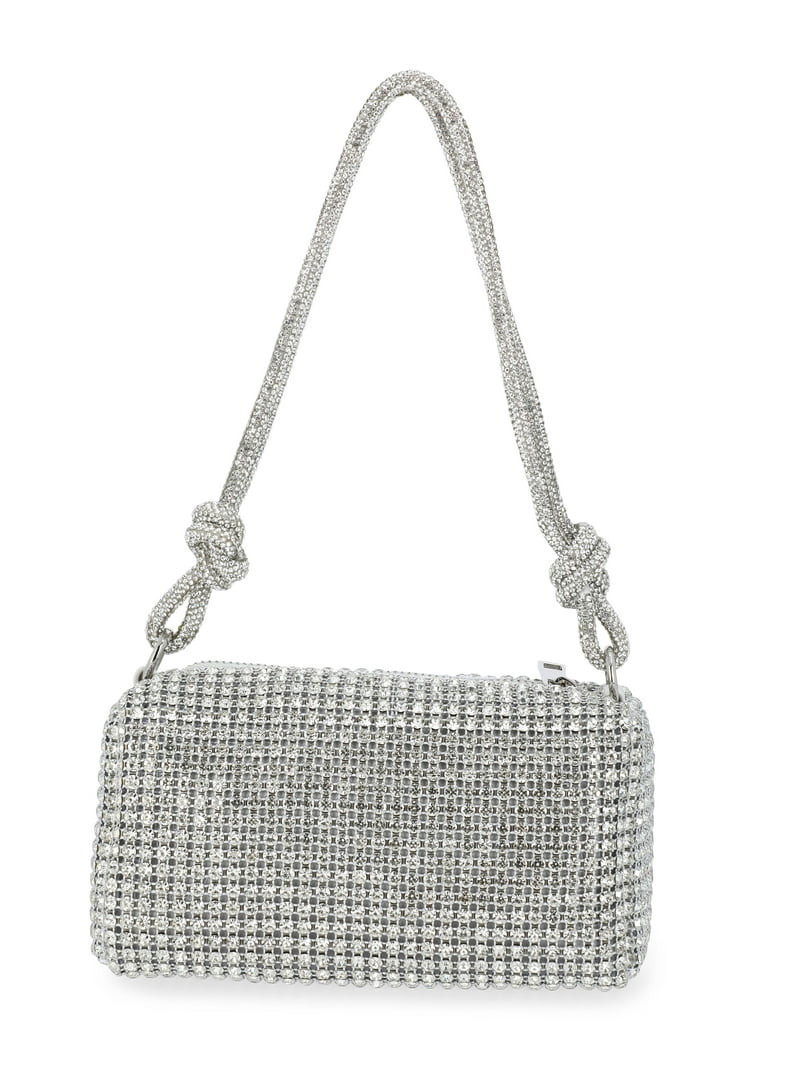 Scoop Women's Mini Rhinestone Party Bag, Silver | Walmart (US)
