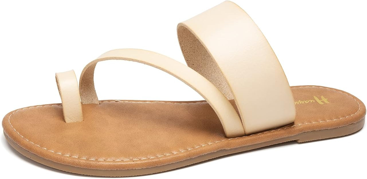 Huayuanwell Women's Slide Sandals Slip On Flat Sandals Flip Flop Thong Sandals Casual Summer Sand... | Amazon (US)