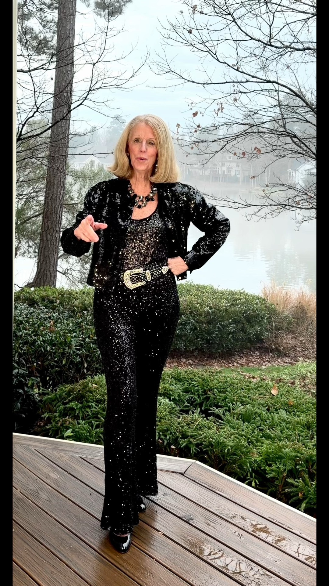 Elegant black sequin top, jacket pants outfit for holidays #fyp #sparkle #black #sequins #top #pants #jacket #elegant #luxury

#LTKOver40 #LTKootd #LTKHoliday