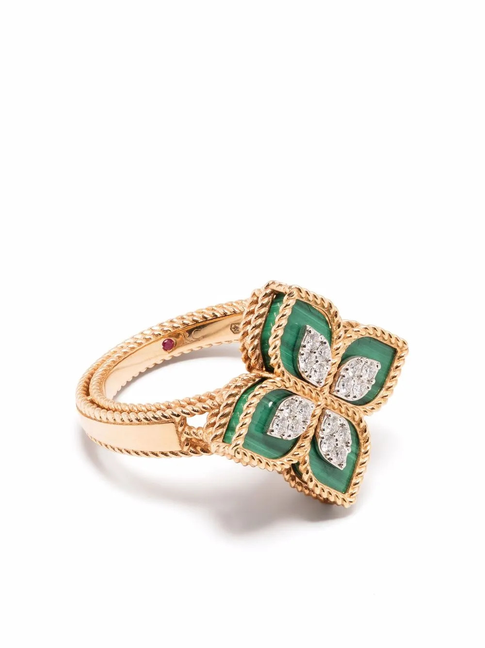 Roberto Coin Anello Princess Flower In Oro Rosa 18kt Con Malachite e Diamanti | Rosa | FARFETCH I... | Farfetch Global
