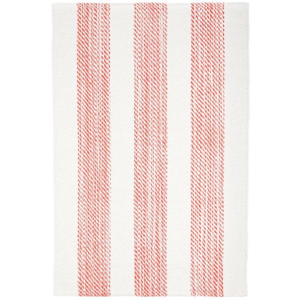 Cruise Stripe Coral Handwoven Cotton Rug | Annie Selke