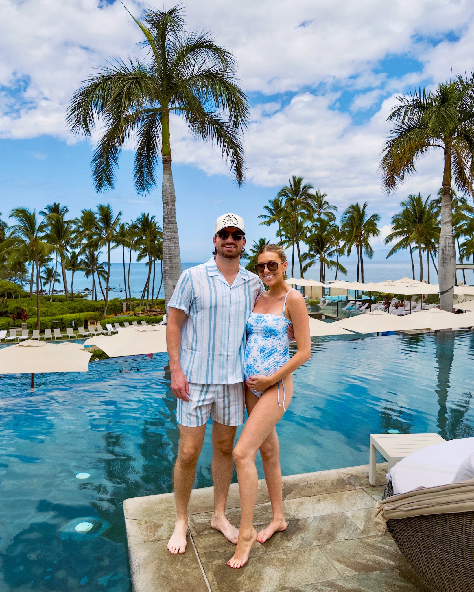 Hawaii vacation outfits ☀️🌊 I’m wearing a medium in the swimsuit and G is wearing large in his set 

Babymoon, bump friendly swimsuit, couples vacation outfit