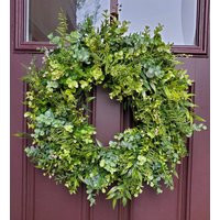 Green Mixed Eucalyptus Wreath, Greenery Wreath For Front Door, Green Farmhouse Spring, Summer, Fall Everyday | Etsy (US)