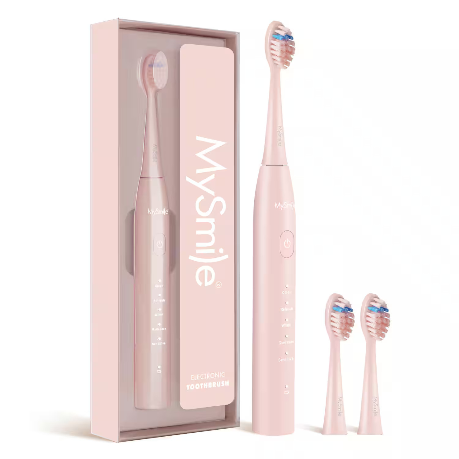 MySmile - DY156 Electric Toothbrush with 3 Brush Heads - 2 Minute Timer - 5 Modes - Pink | Best Buy U.S.
