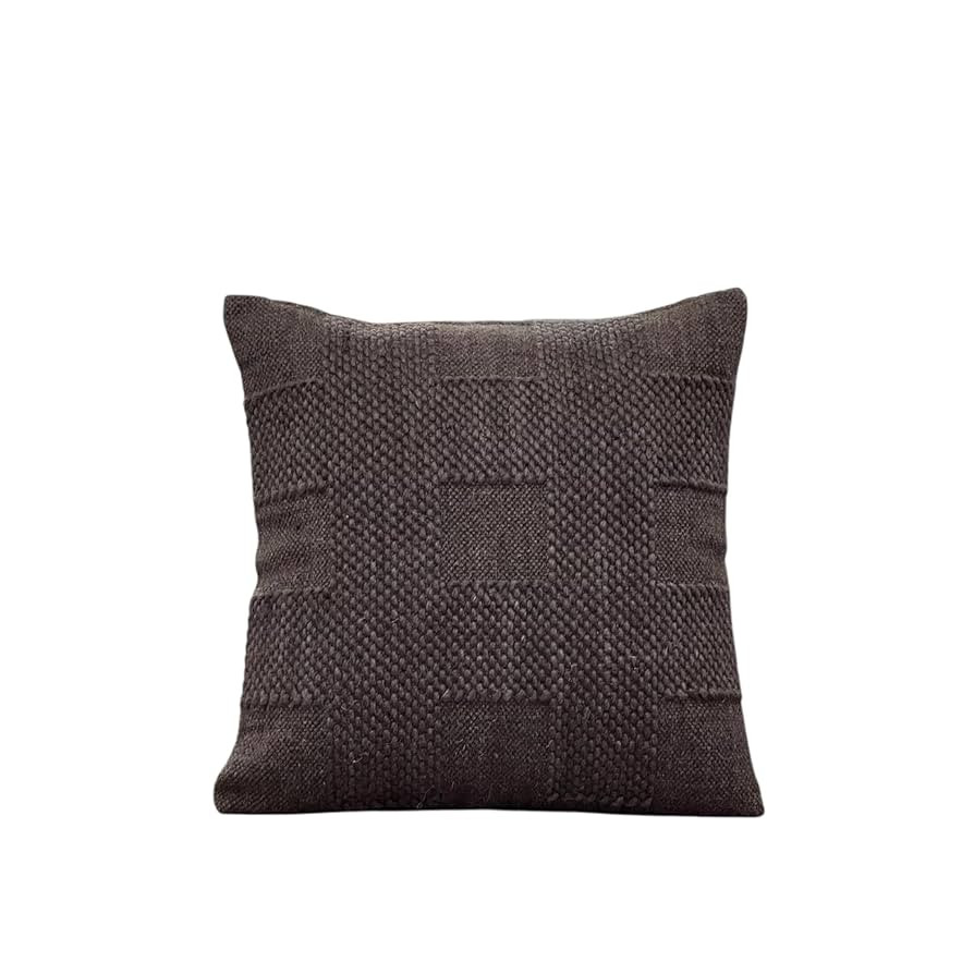 Pillow Cover Woven Wool Textured 20 x 20 in with Zipper Easy Removal Home Decor Shabby Chic Farmh... | Amazon (US)