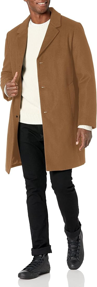 DKNY Men's Wool Blend Notch Collar Coat | Amazon (US)