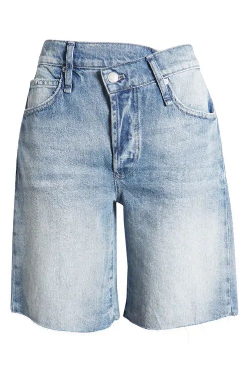 Free People Boomerang Overlap High Waist Denim Cutoff Shorts in Serenity at Nordstrom, Size 31 | Nordstrom