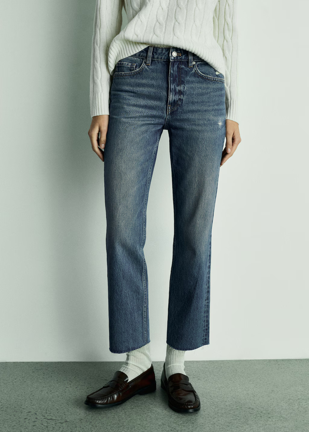Blanca straight-fit cropped jeans | MANGO (UK)