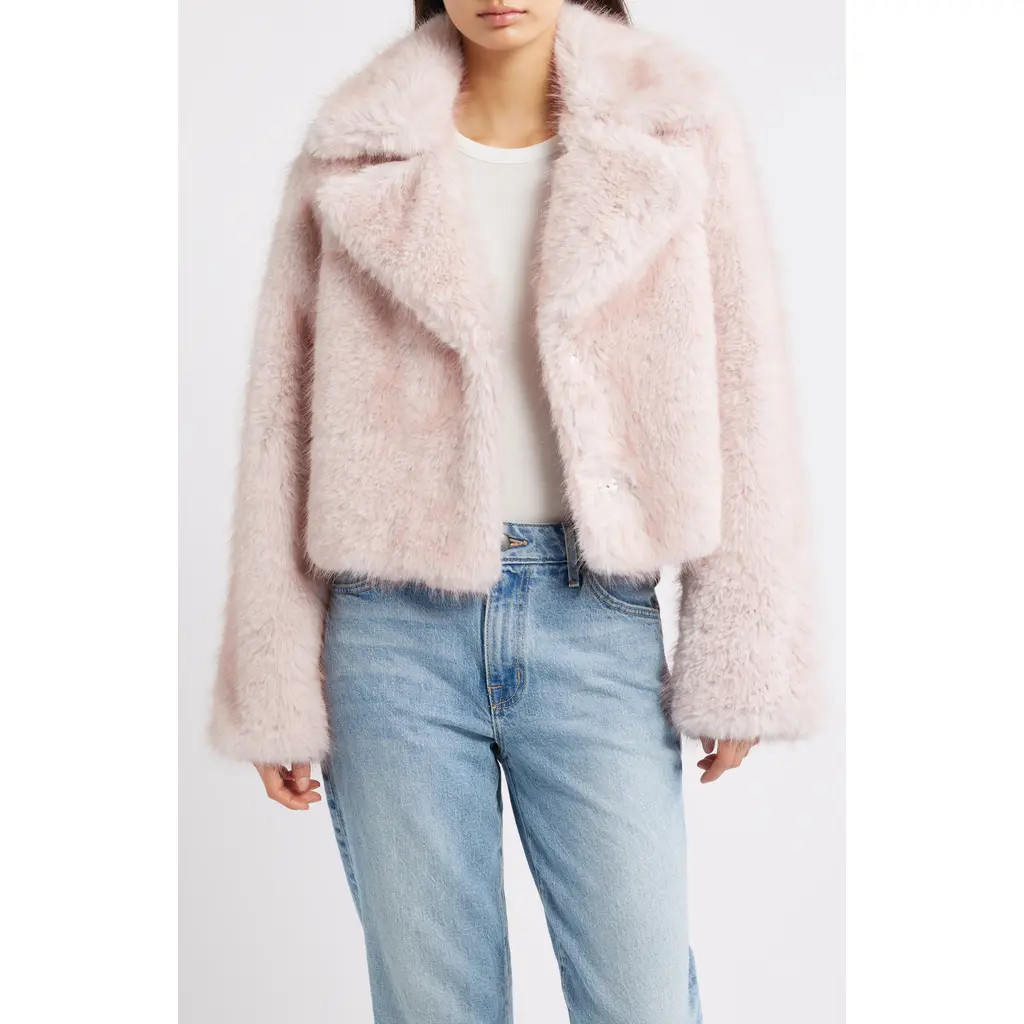 Thread & Supply Short Faux Fur Coat in Light Pink at Nordstrom, Size Small | Nordstrom