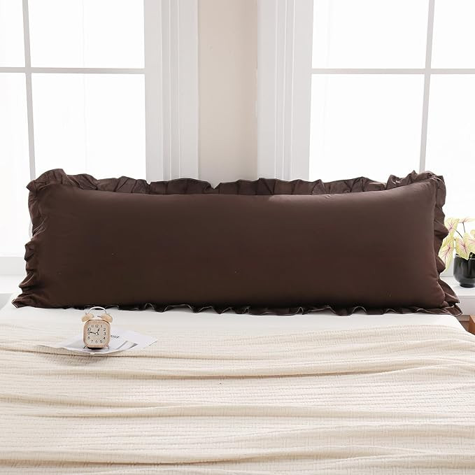 Merryword Dark Brown Body Pillow Cover 20x54inches Chocolate Long Pillowcase Ruffled Body Pillowc... | Amazon (US)