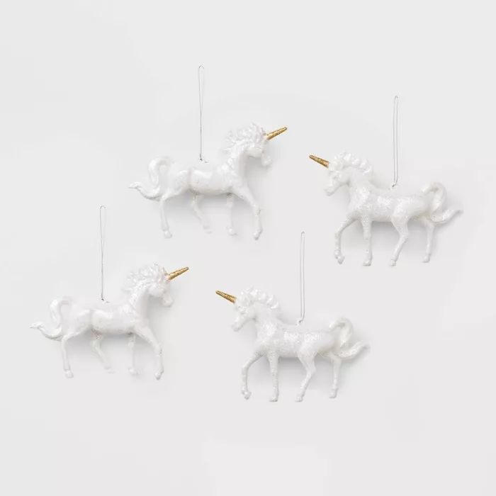 4ct Glitter Unicorns Christmas Ornament Set White - Wondershop™ | Target