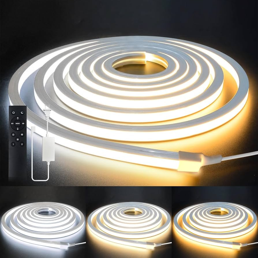 Tira de luces LED de 16.4 pies, 110-120 V, cuerda de luces de ne\u00f3n de silicona regulables, t... | Amazon (US)