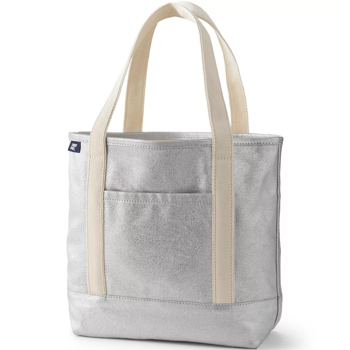 Medium Coated Metallic 5 Pocket Open Top Canvas Tote Bag | Lands' End (US)