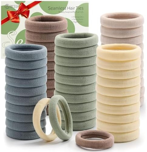 100 Pcs Thick Seamless Hair Ties, Ponytail Holders Hair Accessories No Damage for Thick Hair Vale... | Amazon (US)