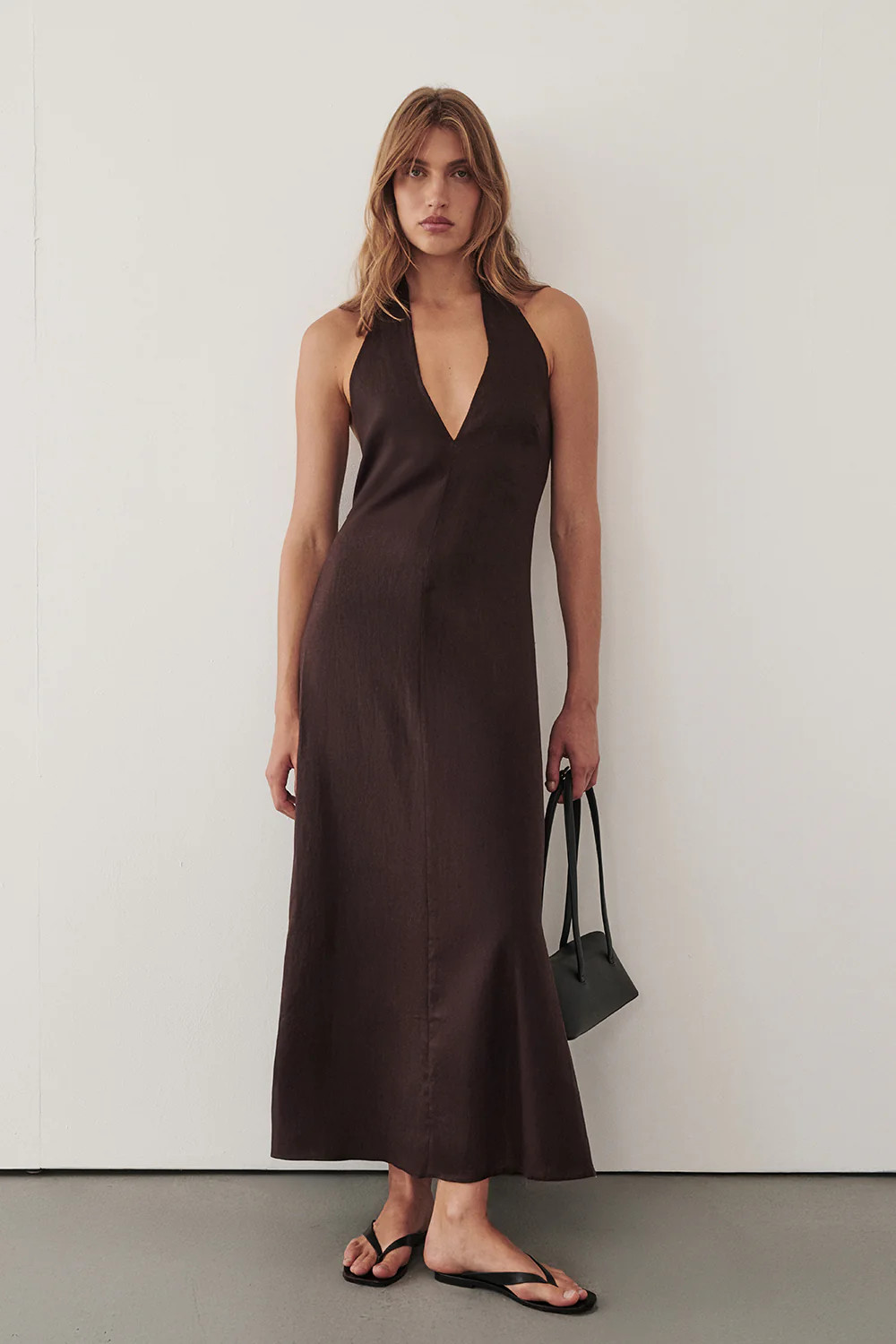 SKY BURNT CHOC LINEN DRESS | DISSH