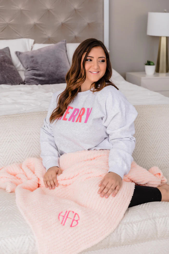 Maybe I'll Stay Monogrammed Peach Blanket | The Pink Lily Boutique