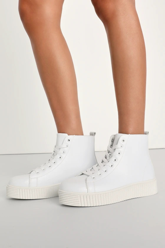Bernese White Lace-Up High Top Flatform Sneakers | Lulus (US)