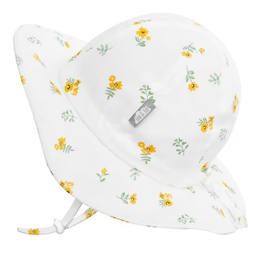 JAN & JUL Floppy Sun-Hat for Toddler Girls Adjustable, 50+ UPF (L: 2-5 Years, Yellow Flower) | Amazon (US)