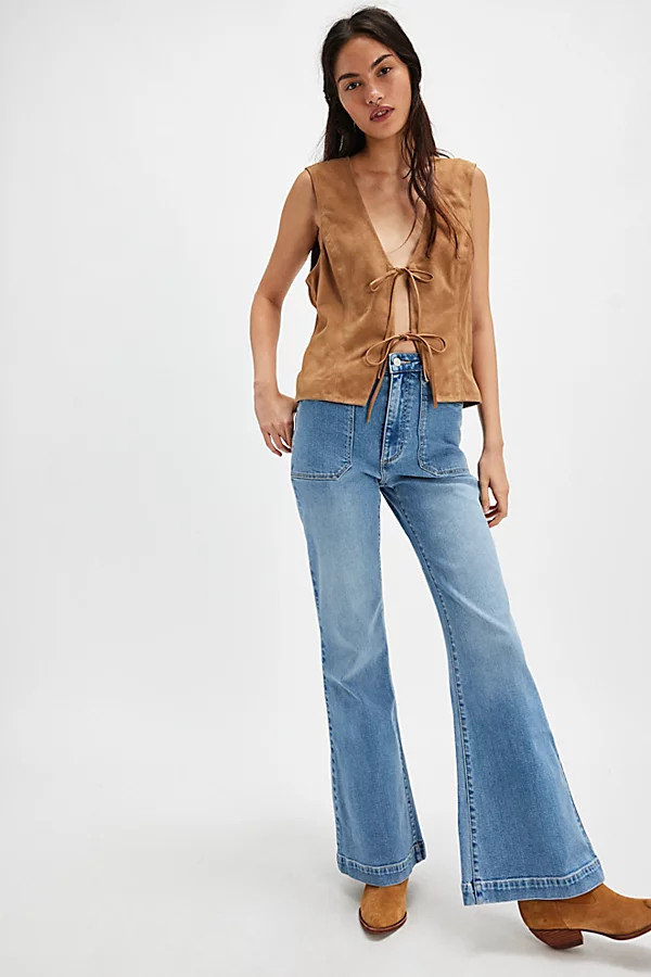 Rolla's East Coast Patch Pocket Flare Jeans at Free People in Carly, Size: 29 | Free People (UK)