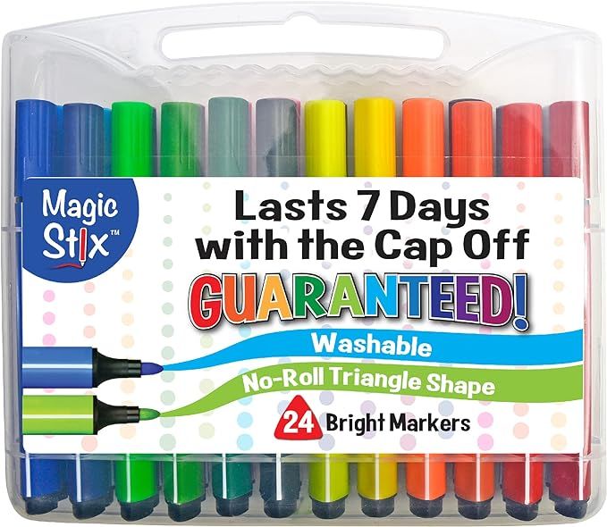 The Pencil Grip Magic Tri Stix, Non-Toxic and Washable Markers For Kids, 24 Assorted Stix Markers... | Amazon (US)