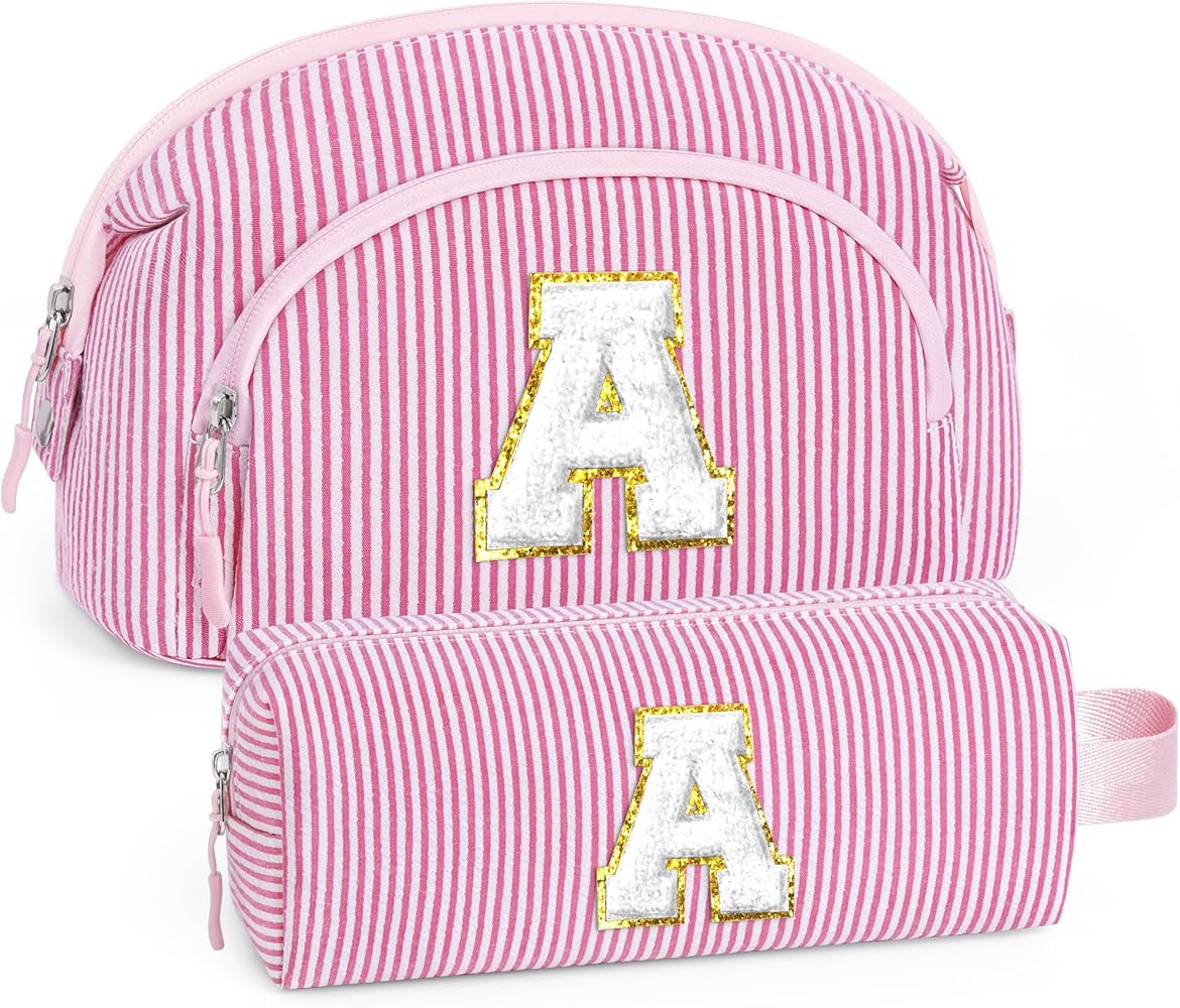 YOOLIFE Easter Gifts for Teens Girls Kids, Initial Travel Makeup Bag Cosmetic Bag Pink | Teen Gir... | Amazon (US)