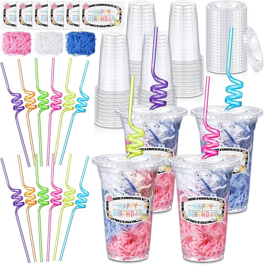 Qinyoung 24 Set Creative Happy Birthday Gifts from Teacher Students Birthday Cups with Lids Straw... | Amazon (US)