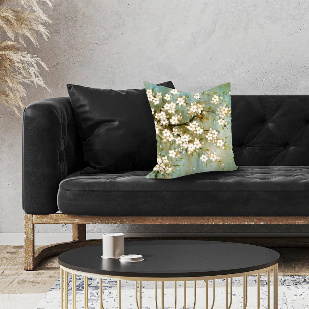 White cherry blossom - 18"x18" Throw pillow - Poly twill - Print on demand | Wayfair North America