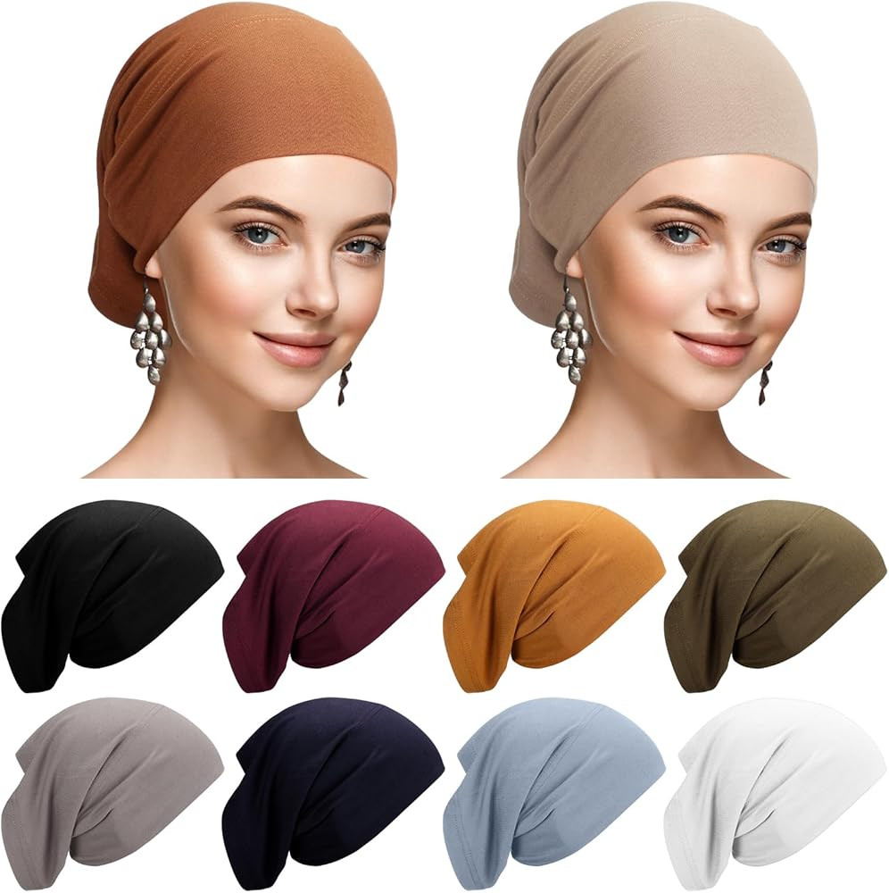 10 Pieces Cotton Hijab Undercap for Women Scarf Inner Hijab Cap Chemo Headwear Chemotherapy Headw... | Amazon (US)