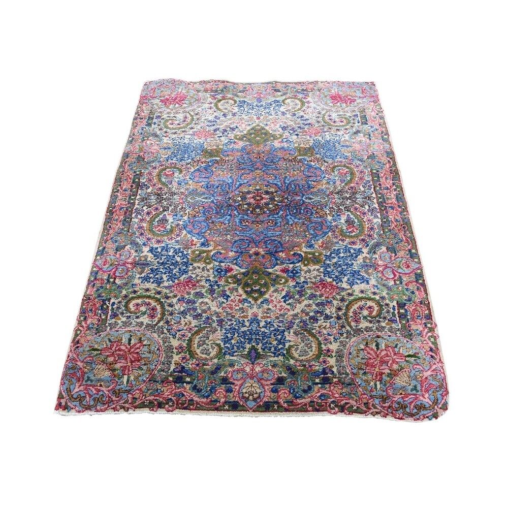 Shahbanu Rugs Colorful Antique Persian Kerman Full Pile Hand-Knotted Oriental Rug (3'0" x 4'10") - 3 | Bed Bath & Beyond