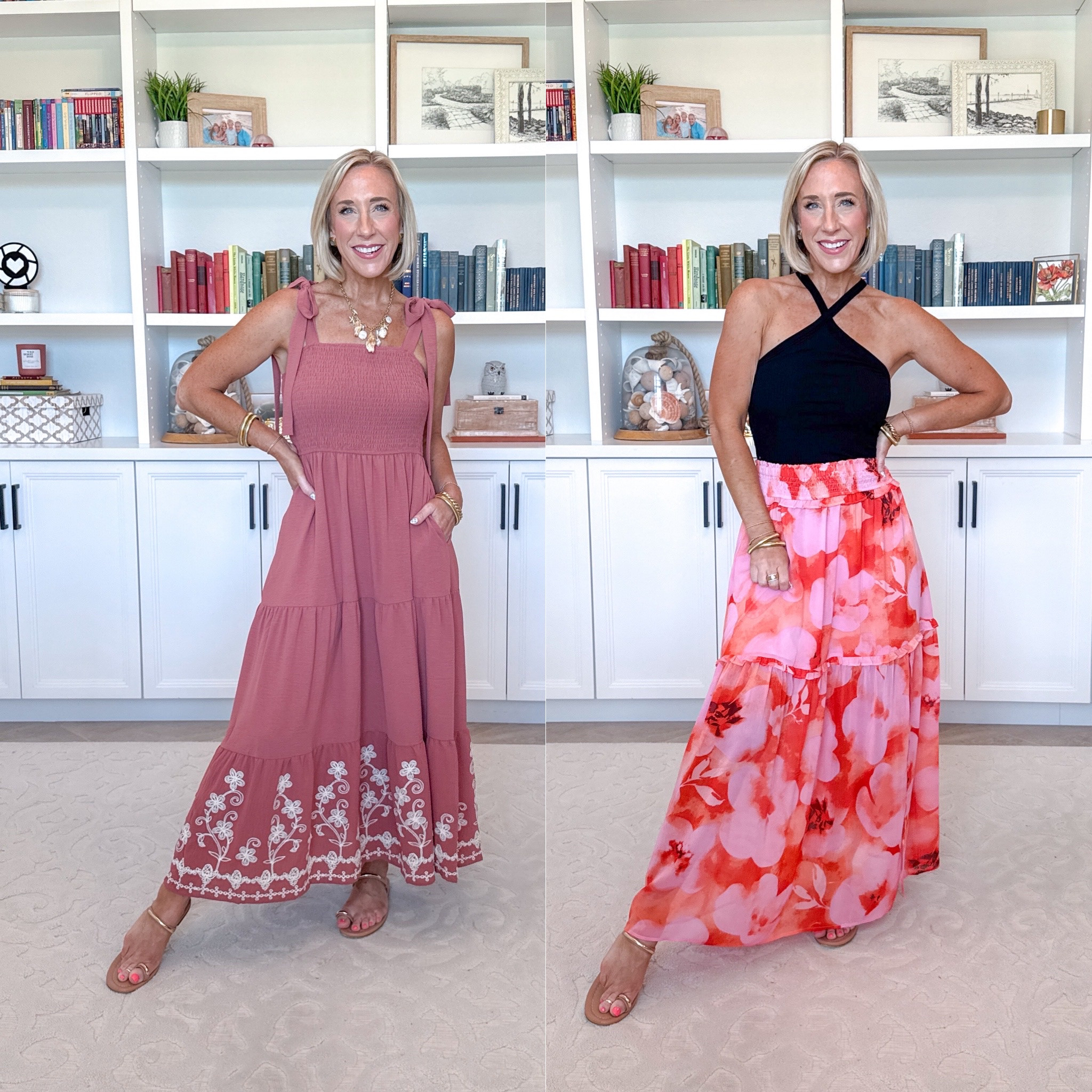 Vacation looks From travel to resort. Smocked Bow Strap Embroidered Maxi Dress - size small. 7 colors. Floral Smocked Waist Chiffon Maxi Skirt w/ Slit - size small. 6 colors. * Black Tank - mine is old, but I linked some other similar options.

 

#LTKOver40 #LTKSeasonal #LTKTravel