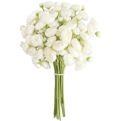Floroom Ranunculus Artificial Flowers 18 Pcs Ivory Faux Silk Mini Ranunculus Bulk Fake Wedding Filler Flowers for DIY Bouquets, Centerpieces, Bridal Shower Decorations & Arrangements | Amazon (US)